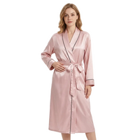 Women's Long Silk Robe – Lightweight Summer Dressing Gown for Home & Relaxation