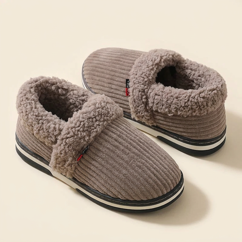 Men’s Plush Winter Slippers – Soft, Warm Indoor Shoes with Non-Slip Rubber Soles