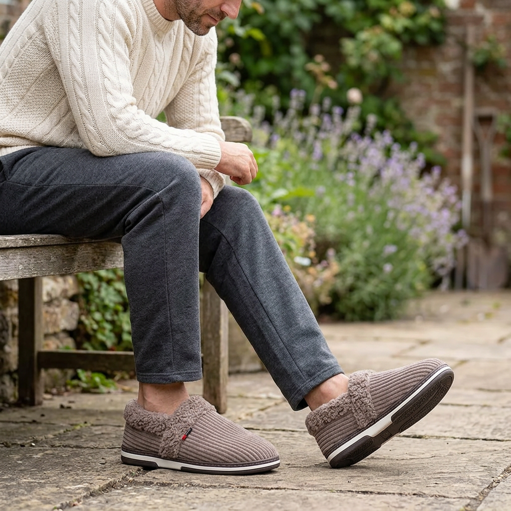 Men’s Plush Winter Slippers – Soft, Warm Indoor Shoes with Non-Slip Rubber Soles