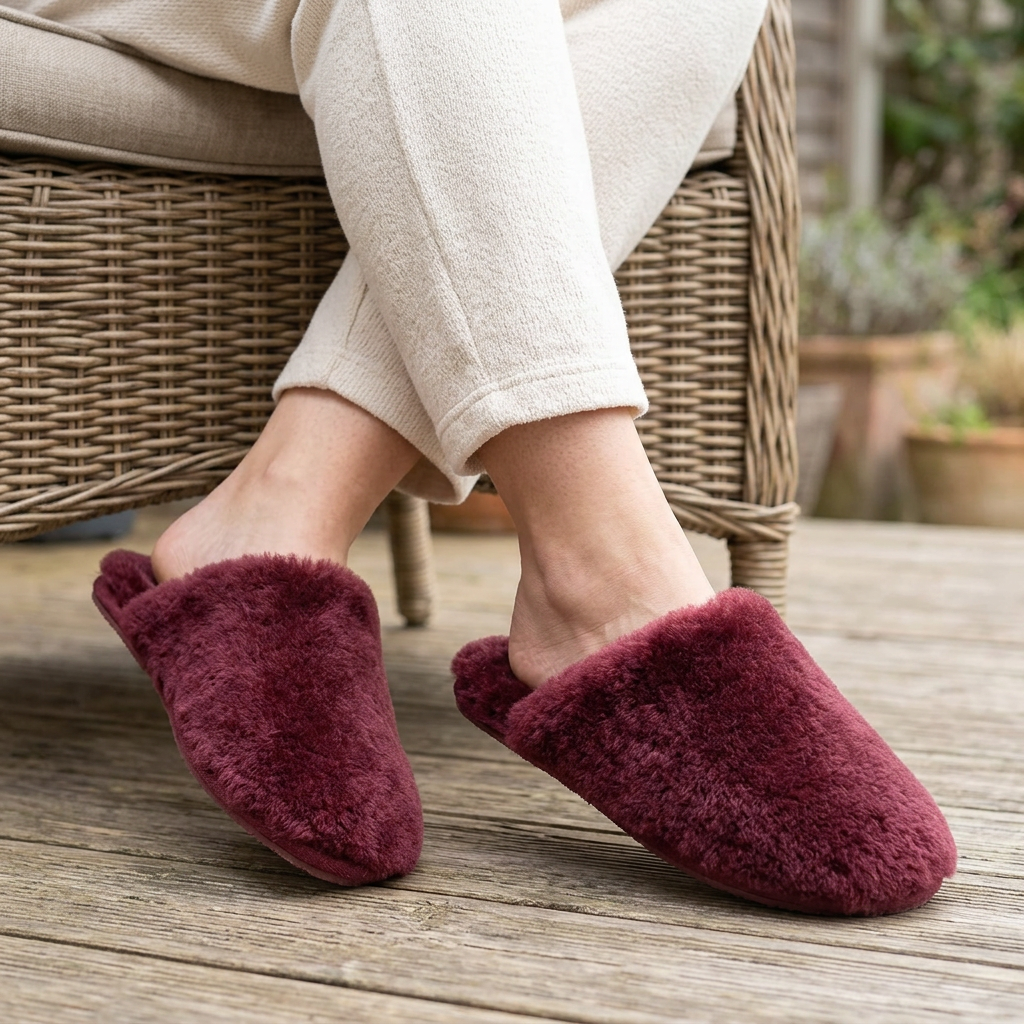 Women's Wool Slippers with Soft Shearling Lining for Cozy Winter Comfort