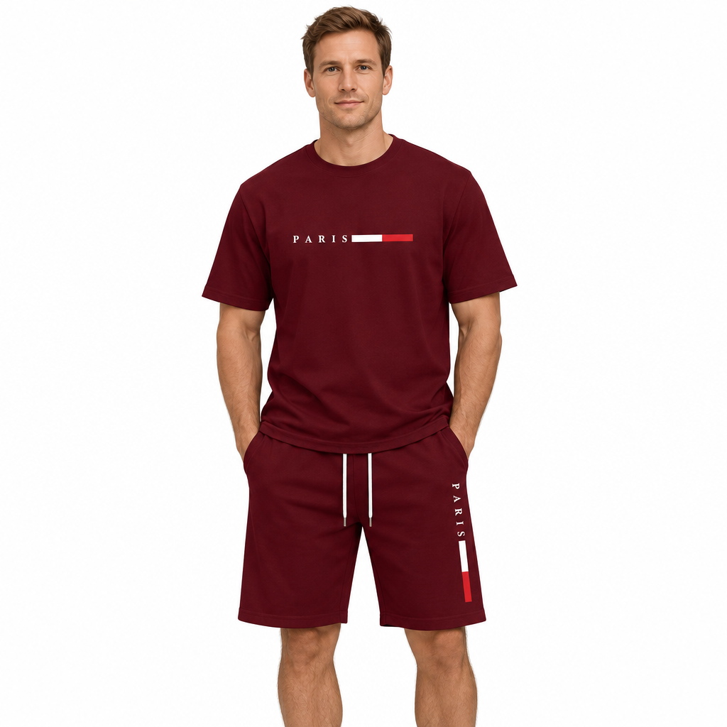 Men's Summer Tracksuit Set - 2-Piece Short Sleeve O-Neck Running Suit Plus Size T-shirt