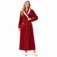 Men's Oversized Fleece Bathrobe - Coral Flannel Kimono Robe for Couples