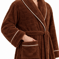 Men's Oversized Fleece Bathrobe - Coral Flannel Kimono Robe for Couples