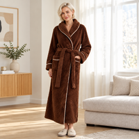 Men's Oversized Fleece Bathrobe - Coral Flannel Kimono Robe for Couples
