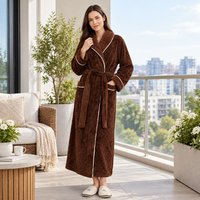 Men's Oversized Fleece Bathrobe - Coral Flannel Kimono Robe for Couples