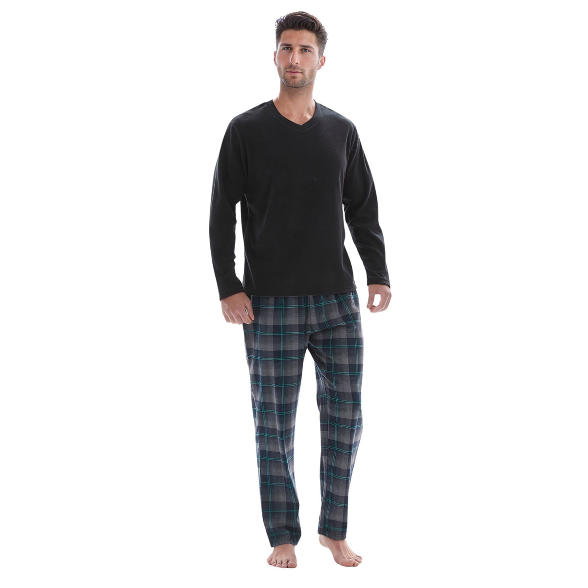 Checkered Pattern Pyjamas Fleece Top Cotton Bottoms Loungewear. - SaneShoppe