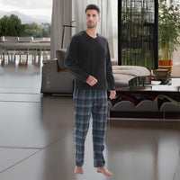 Checkered Pattern Pyjamas Fleece Top Cotton Bottoms Loungewear. - SaneShoppe