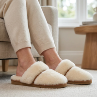 Cozy Sheepskin Winter Slippers for Women - Warm Indoor Fur Wool Slip-Ons