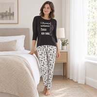 Women’s City Break Pyjama Set with Printed Trousers