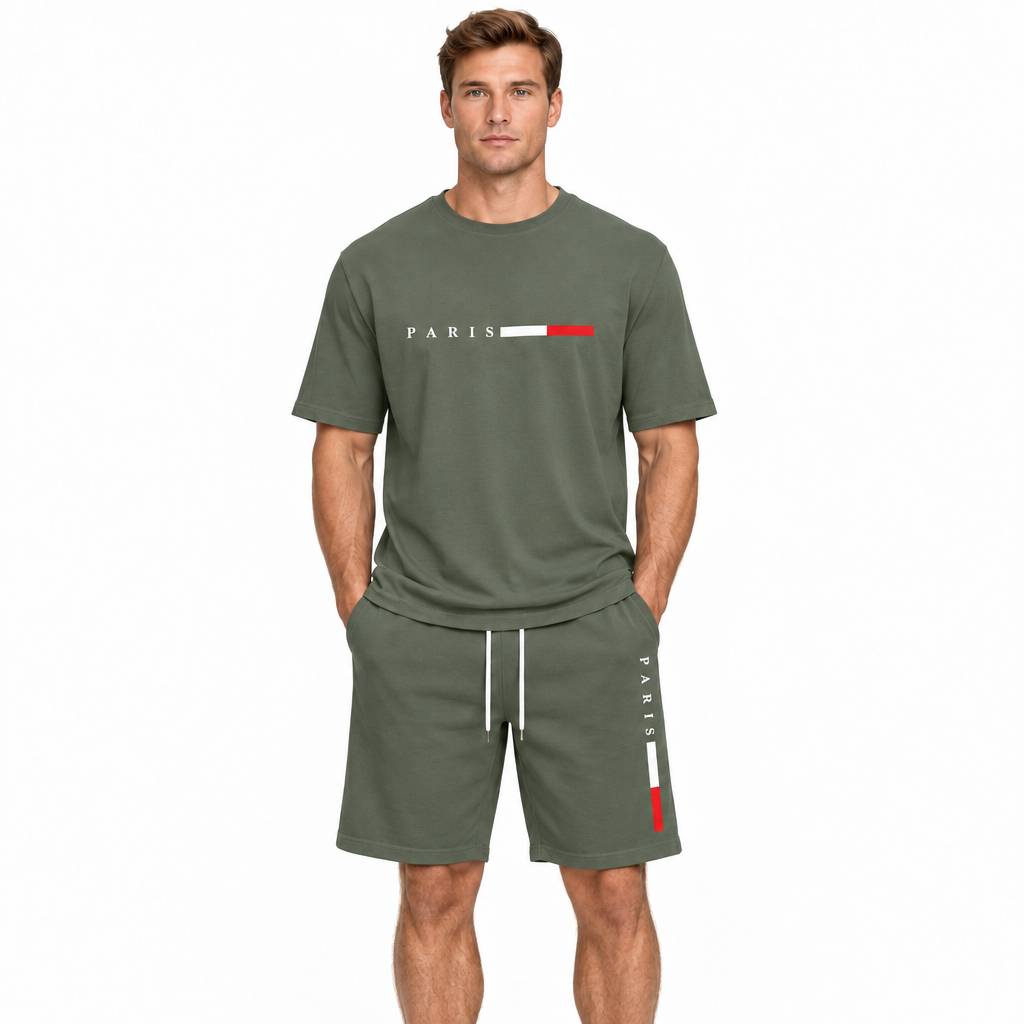 Men's Summer Tracksuit Set - 2-Piece Short Sleeve O-Neck Running Suit Plus Size T-shirt