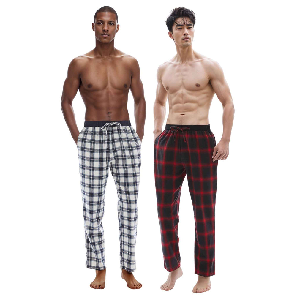 Men's Cotton Flannel Pyjama Bottoms - Lightweight Comfort, Pack of 2