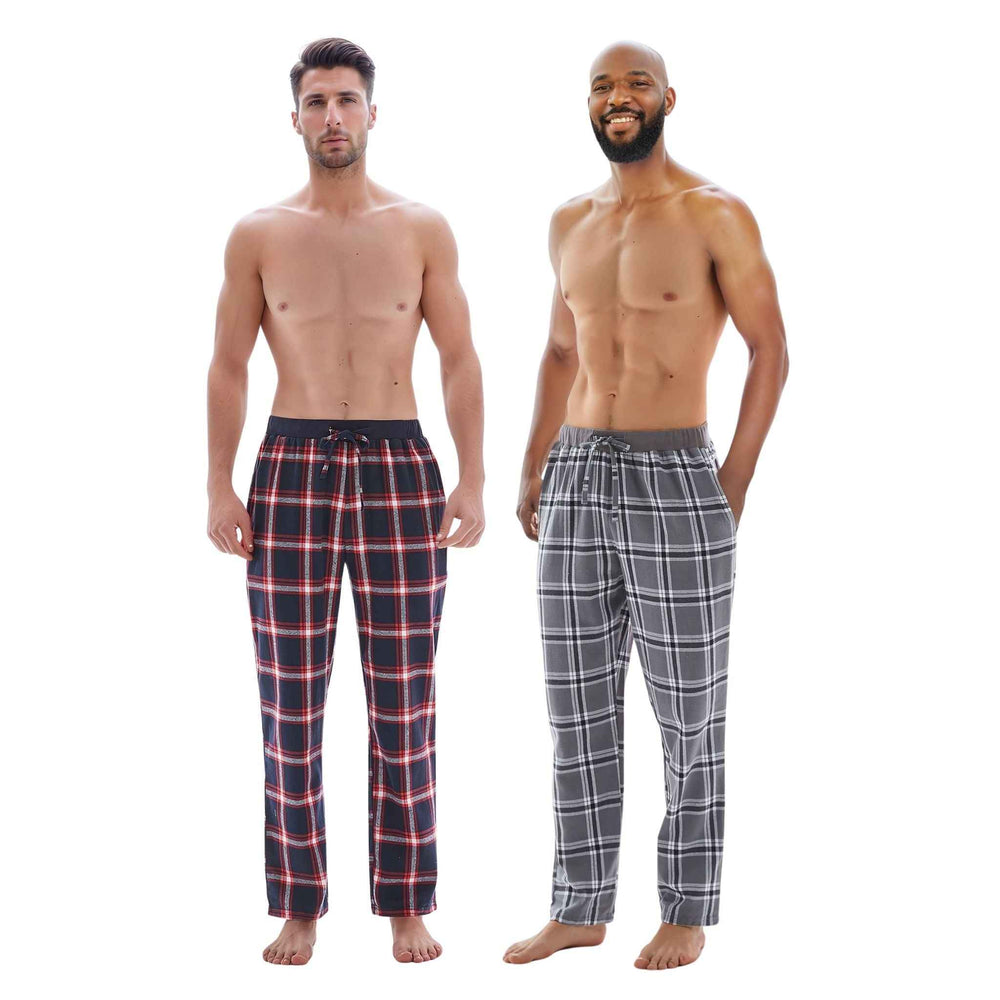 Men's Cotton Flannel Pyjama Bottoms - Lightweight Comfort, Pack of 2