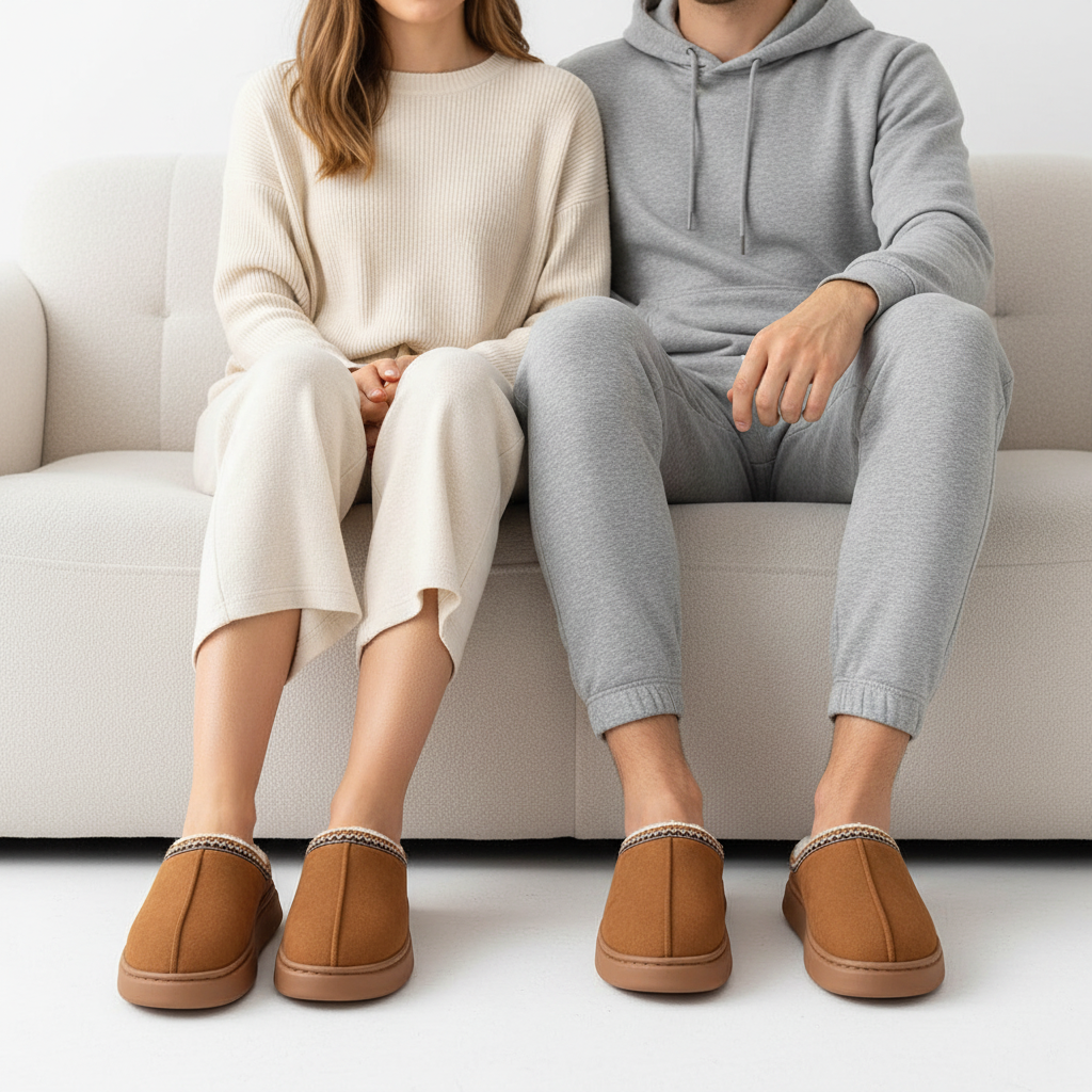 Men's Faux Suede Home Slippers - Comfortable & Stylish Indoor Footwear