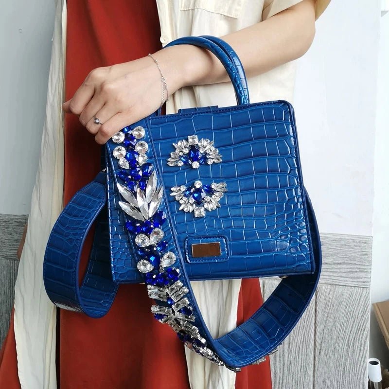 Crystal Strap Nice Diamond Handbag Women Luxury Brand Designer Tote Handbag - SaneShoppe