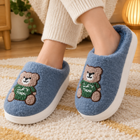 Step into Comfort with Cartoon Bear Woolen Slippers for Women