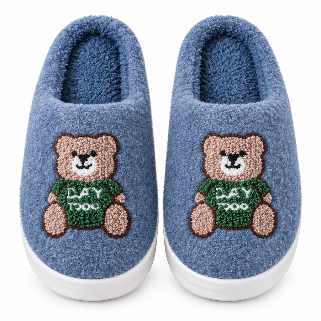 Step into Comfort with Cartoon Bear Woolen Slippers for Women