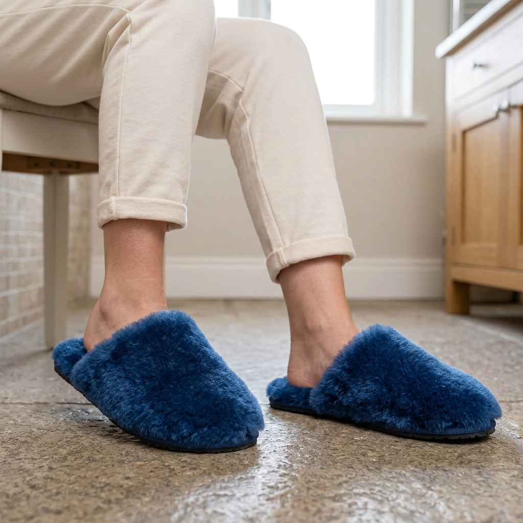 Women's Wool Slippers with Soft Shearling Lining for Cozy Winter Comfort