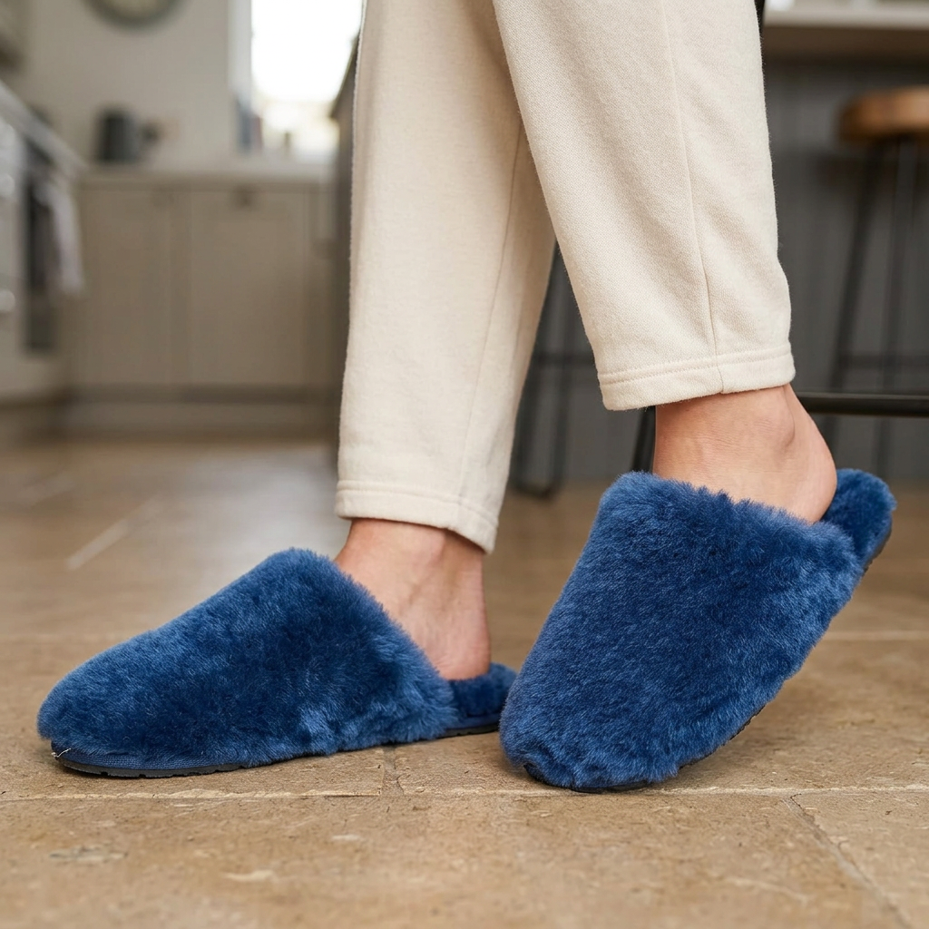 Women's Wool Slippers with Soft Shearling Lining for Cozy Winter Comfort