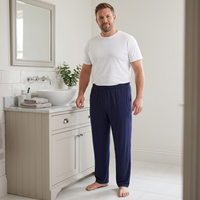 Men's Cotton Pyjama Pants with Pockets and Elastic Waist in Large Size