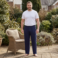 Men's Cotton Pyjama Pants with Pockets and Elastic Waist in Large Size
