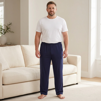 Men's Cotton Pyjama Pants with Pockets and Elastic Waist in Large Size