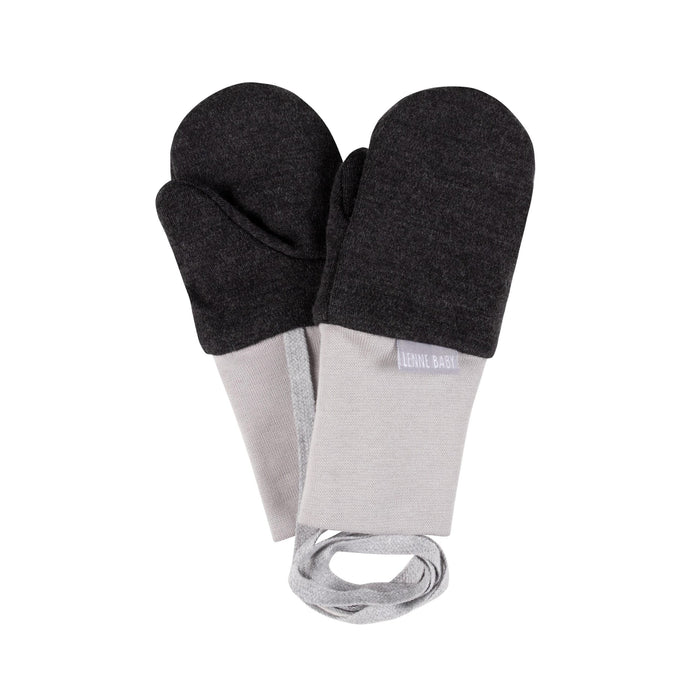 Dark Grey Merino Wool Baby Mittens with Thumb