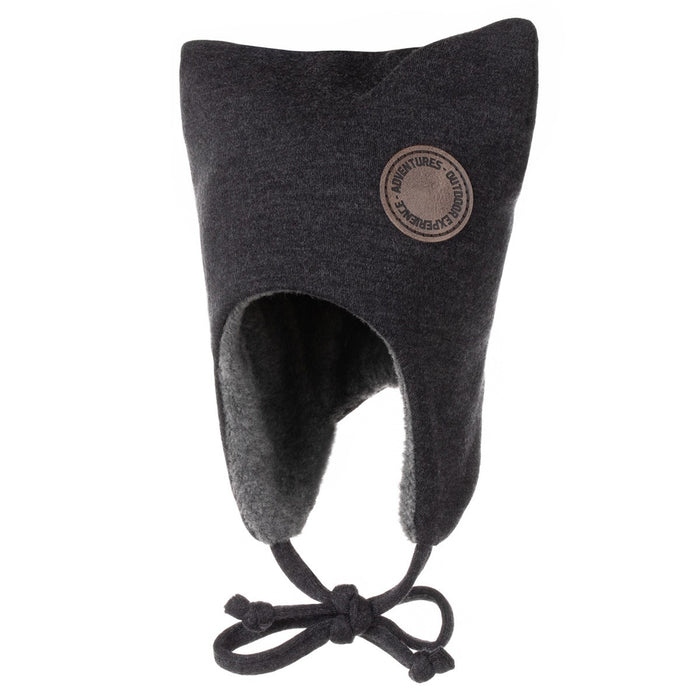 Dark Grey Merino Wool Tie-Up Baby Hat