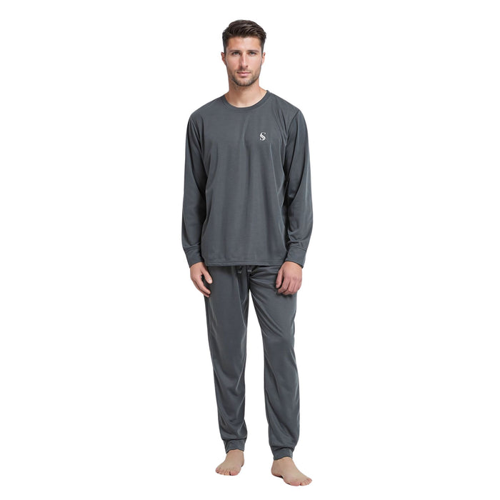 Dark Grey Pyjama Sets Long Sleeve Jogger Style Men Comfy Pj's. - SaneShoppe