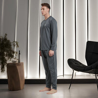 Dark Grey Pyjama Sets Long Sleeve Jogger Style Men Comfy Pj's. - SaneShoppe