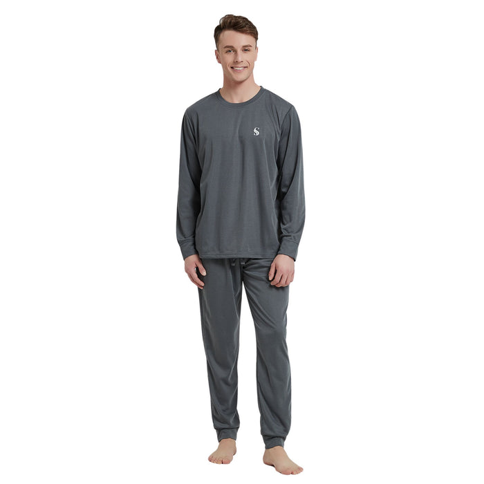 Dark Grey Pyjama Sets Long Sleeve Jogger Style Men Comfy Pj's. - SaneShoppe