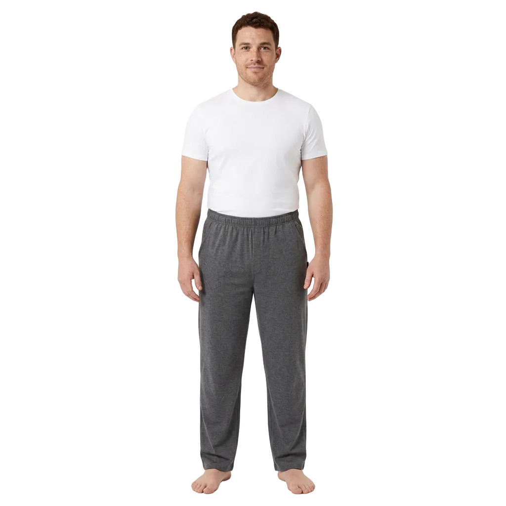Men's Cotton Pyjama Pants with Pockets and Elastic Waist in Large Size