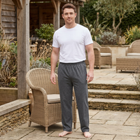 Men's Cotton Pyjama Pants with Pockets and Elastic Waist in Large Size