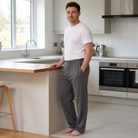 Men's Cotton Pyjama Pants with Pockets and Elastic Waist in Large Size