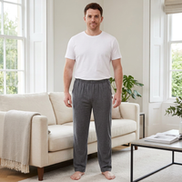 Men's Cotton Pyjama Pants with Pockets and Elastic Waist in Large Size