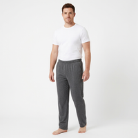Men's Cotton Pyjama Pants with Pockets and Elastic Waist in Large Size