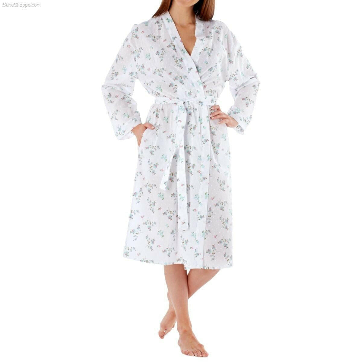 Hand Block Printed Dressing Gown - Red/White Flower