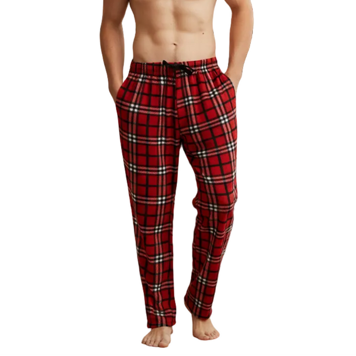 Men's Fleece Pajama Pants in Red and Black - Comfort and Style