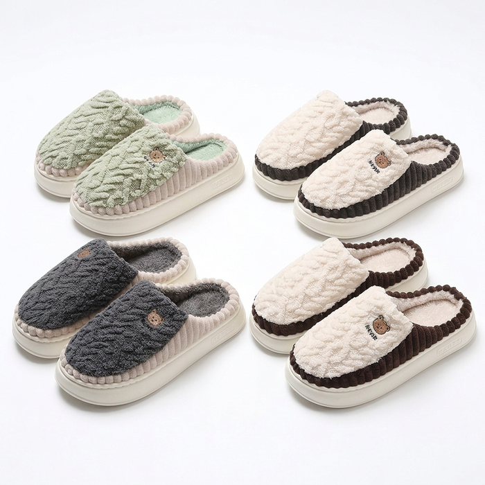 Cute Bear Plush Slippers: Warm and Stylish Fleece Shoes for Cozy Living