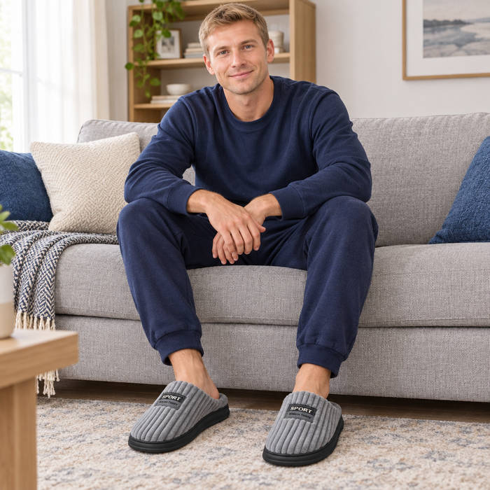 Experience Ultimate Comfort with Men's Winter Suede Slippers