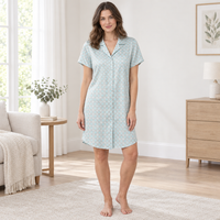 Women Satin Button Down Sleepwear Nightshirt