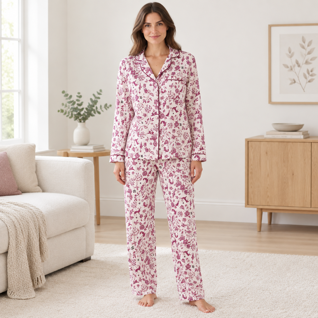 Γυναικεία Πυτζάμα Woodland Cuddleskin με Βουρτσισμένη Υφή