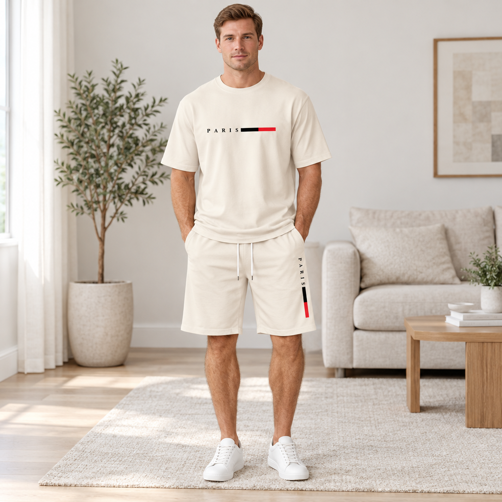 Men's Summer Tracksuit Set - 2-Piece Short Sleeve O-Neck Running Suit Plus Size T-shirt