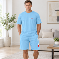 Men's Summer Tracksuit Set - 2-Piece Short Sleeve O-Neck Running Suit Plus Size T-shirt