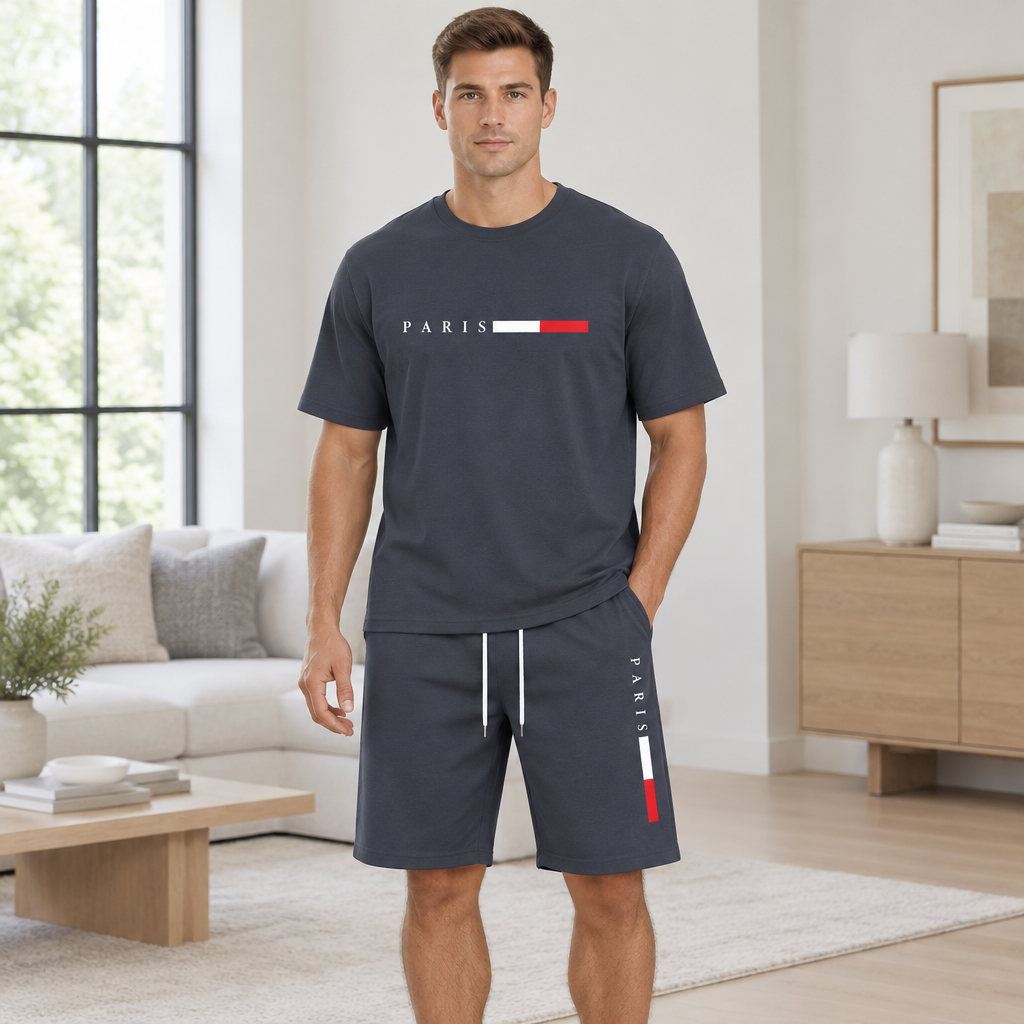 Men's Summer Tracksuit Set - 2-Piece Short Sleeve O-Neck Running Suit Plus Size T-shirt