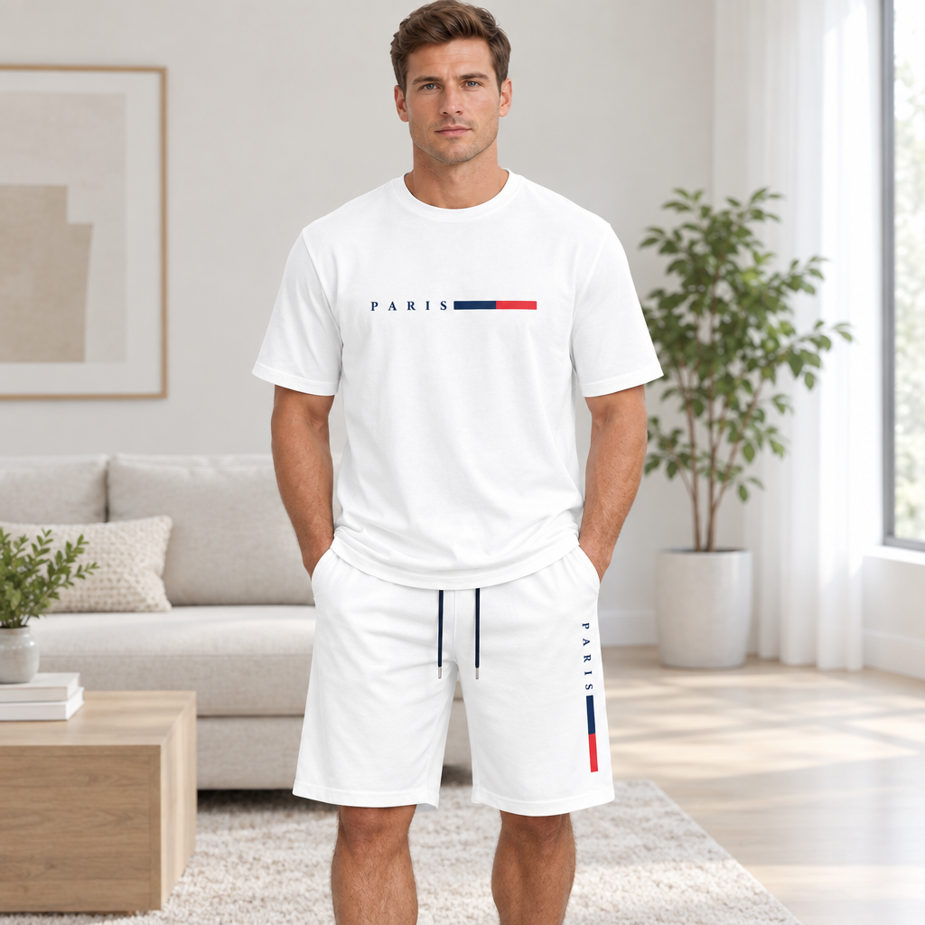 Men's Summer Tracksuit Set - 2-Piece Short Sleeve O-Neck Running Suit Plus Size T-shirt