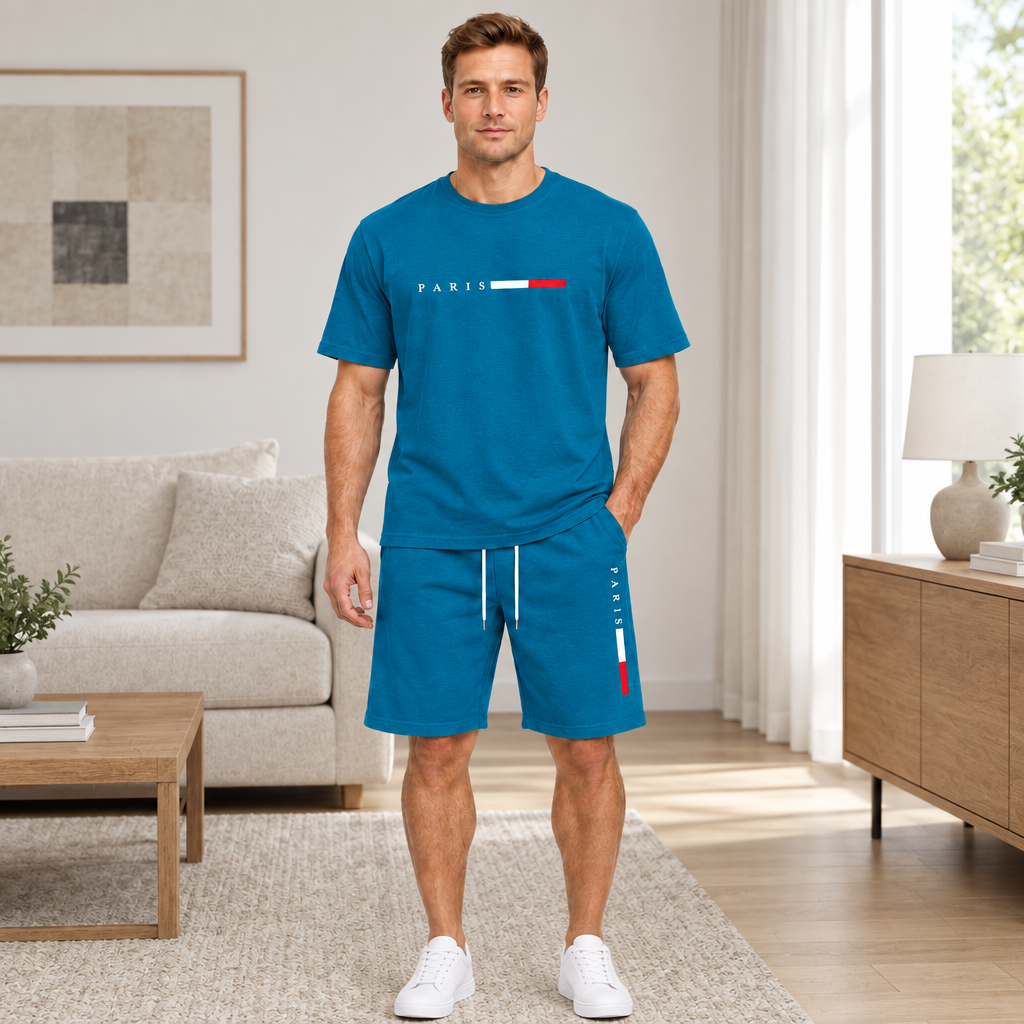 Men's Summer Tracksuit Set - 2-Piece Short Sleeve O-Neck Running Suit Plus Size T-shirt