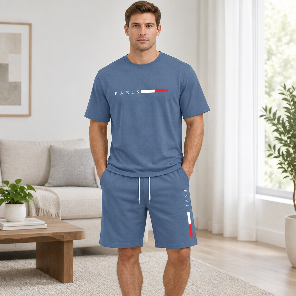 Men's Summer Tracksuit Set - 2-Piece Short Sleeve O-Neck Running Suit Plus Size T-shirt