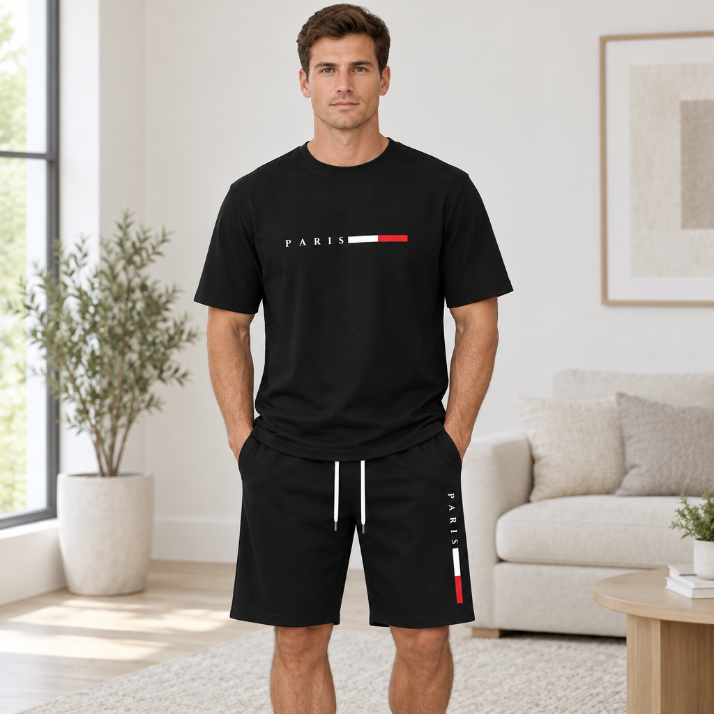 Men's Summer Tracksuit Set - 2-Piece Short Sleeve O-Neck Running Suit Plus Size T-shirt