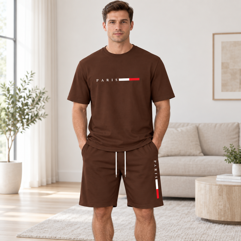 Men's Summer Tracksuit Set - 2-Piece Short Sleeve O-Neck Running Suit Plus Size T-shirt