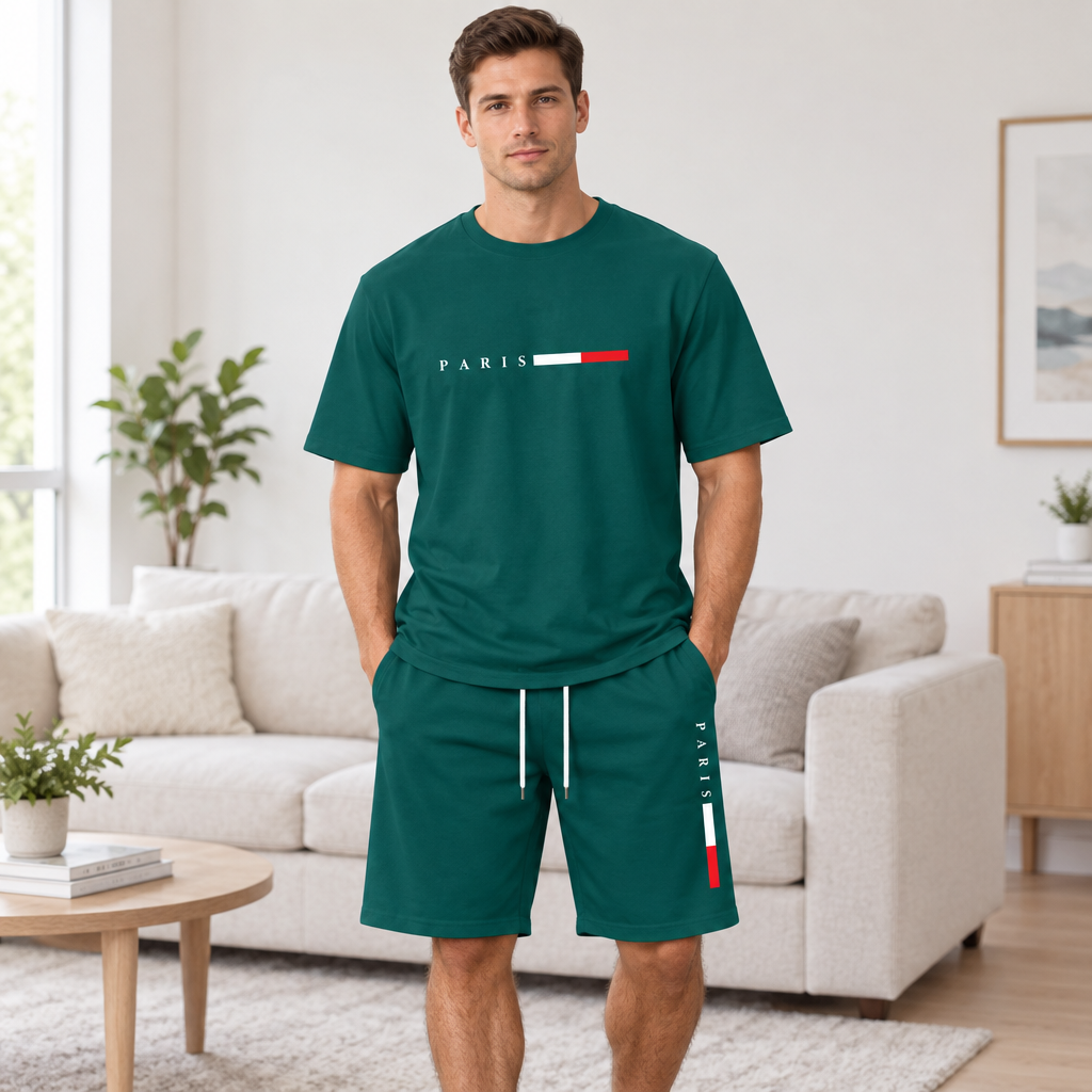 Men's Summer Tracksuit Set - 2-Piece Short Sleeve O-Neck Running Suit Plus Size T-shirt